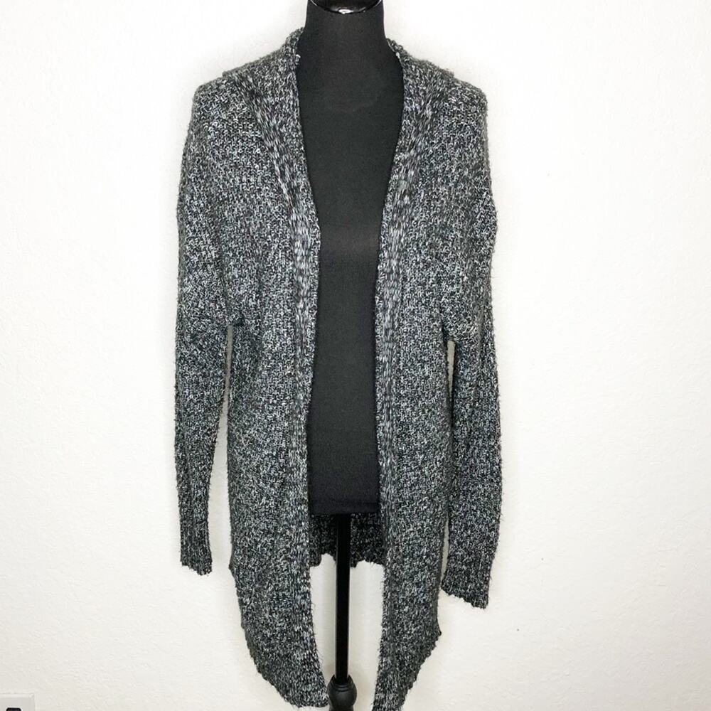 Torrid black white marled open front hooded‎ cardigan sweater size 2 or 2X